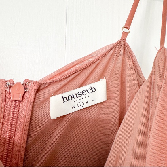 House of CB Sirene Mesh Dress Gathered Organza Antique Rose Pink Size Small - Picture 4 of 10